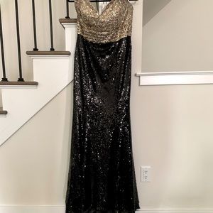 Gold and Black sequin prom dress size 12